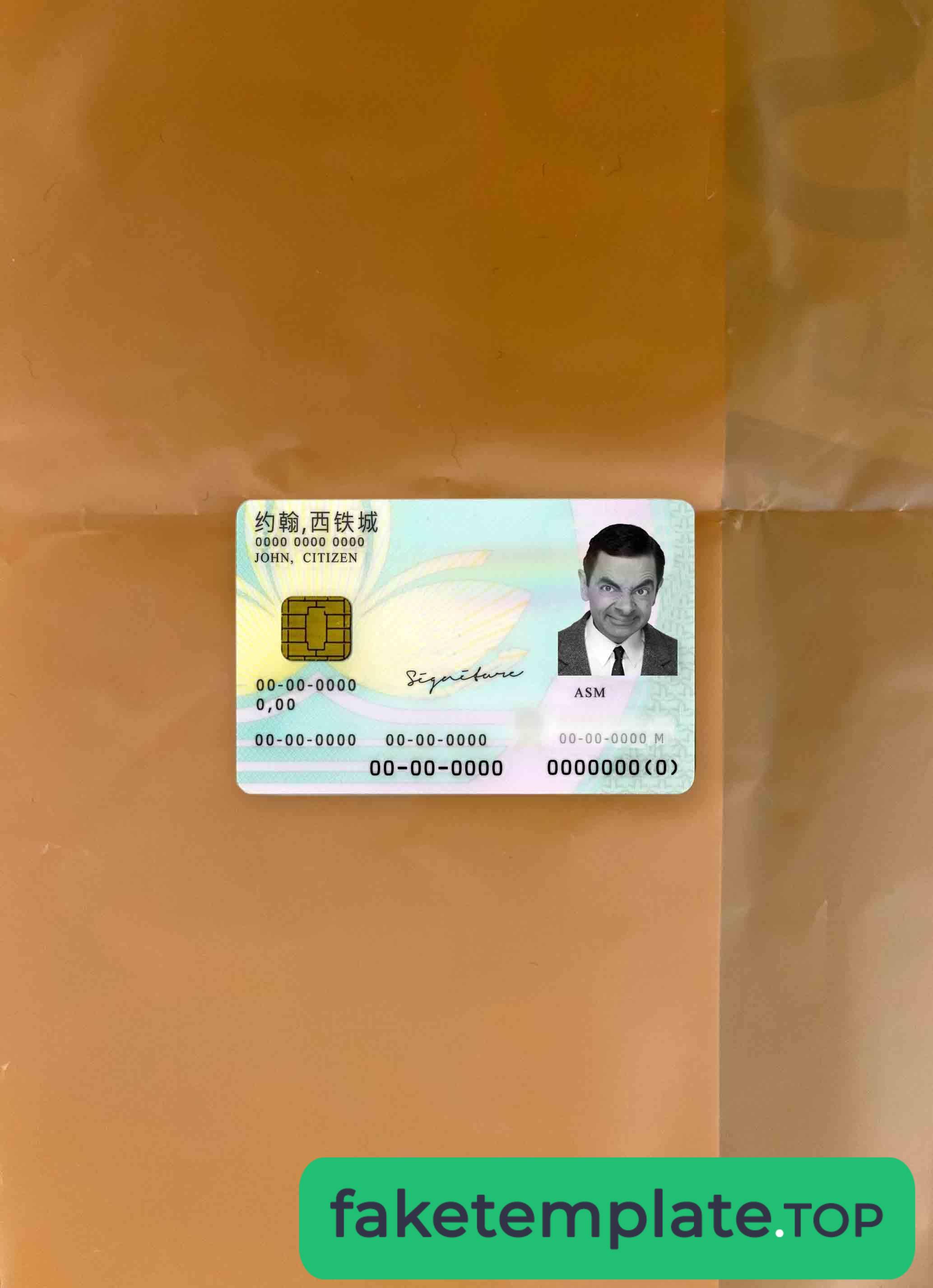 Feature of fake Macau ID photolook example